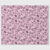 Niedliche Honigbienen Blumenmuster Pastell Pink Geschenkpapier (Flach)