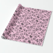 Niedliche Honigbienen Blumenmuster Pastell Pink Geschenkpapier (Ungerollt)