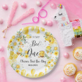 Niedliche Honigbienen Gelbe Blüte 1. Geburtstag 1 Pappteller (Party)