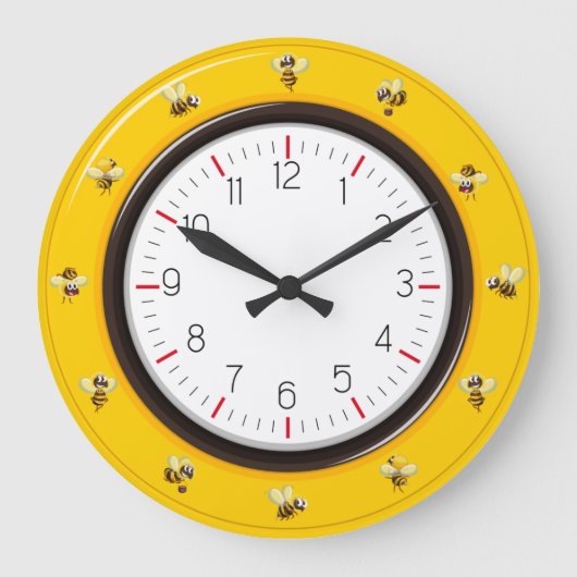 Niedliche Honigbienen Große Wanduhr (Vorderseite)