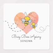 Niedliche Honigbienen Pink Heart Apiary Beekeeper  Etiketten (Design 1)