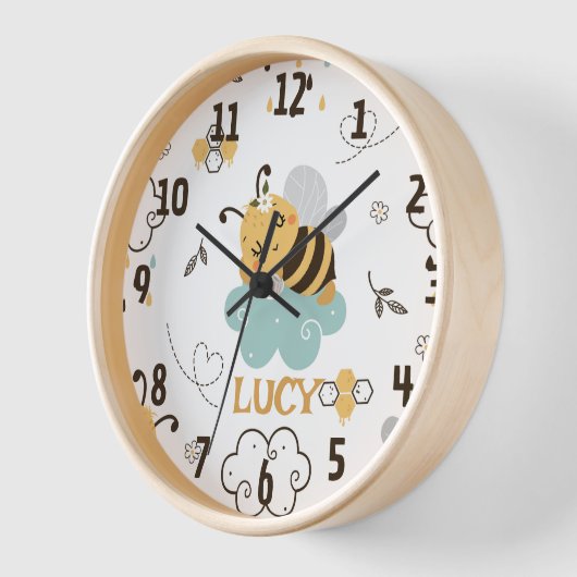 Niedliche Honigbienen und Combs Wolken Kinder Uhr (Winkel)