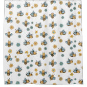 Niedliche Honigbienen und florale Wildblumen Duschvorhang (Vorderseite)