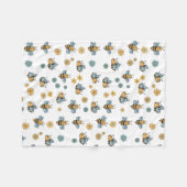 Niedliche Honigbienen und florale Wildblumen Fleecedecke (Vorderseite (Horizontal))