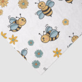 Niedliche Honigbienen und florale Wildblumen Seidenpapier (Ausschnitt)