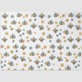 Niedliche Honigbienen und florale Wildblumen Seidenpapier