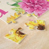 Niedliche Honigwabe, Bienen und Sonnenblumen Name Puzzle (Seite)
