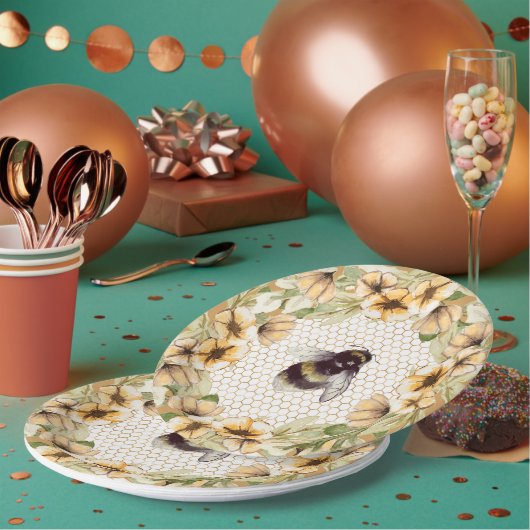 Niedliche Honigwabe und Bienenblüte Pappteller (Multi)