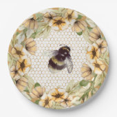 Niedliche Honigwabe und Bienenblüte Pappteller (Vorderseite)