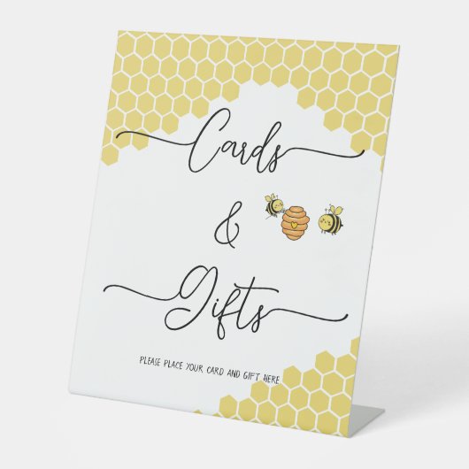 Niedliche Honigwabenkarte und Geschenke Sockelschild (Vorderseite)