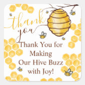 Niedliche Honigwabenrübe dank Babydusche Quadratischer Aufkleber (Vorderseite)