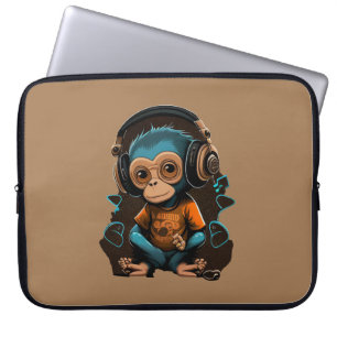Niedliche Hörmusik des Affen, musikalischer Affe Laptopschutzhülle