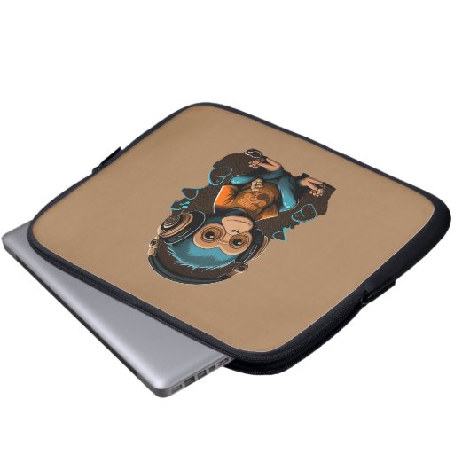 Niedliche Hörmusik des Affen, musikalischer Affe Laptopschutzhülle (Vorne Knopf)