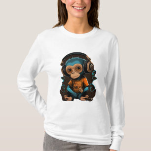 Niedliche Hörmusik des Affen, musikalischer Affe T-Shirt