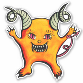 Niedliche Horned Little-Dämonenkreatur Aufkleber