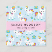 Niedliche Hörner, Kinderspielzentrum, Aktivitätsze Quadratische Visitenkarte (Vorderseite)