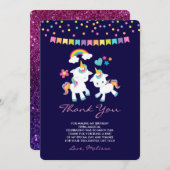 Niedliche Hörner Magischer Regenbogen & Sterne Dankeskarte (Vorne/Hinten)