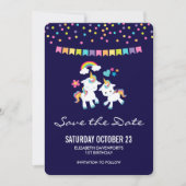 Niedliche Hörner Magischer Regenbogen & Sterne Geb Save The Date (Vorderseite)