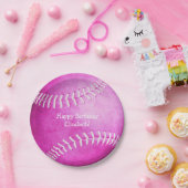 niedliche Hot-Pink-Softball-Geburtstagsparty Pappteller (Party)