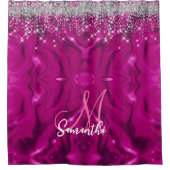 Niedliche Hot-Rosa-Imitate Silberballon Glitzer Mo Duschvorhang (Vorderseite)