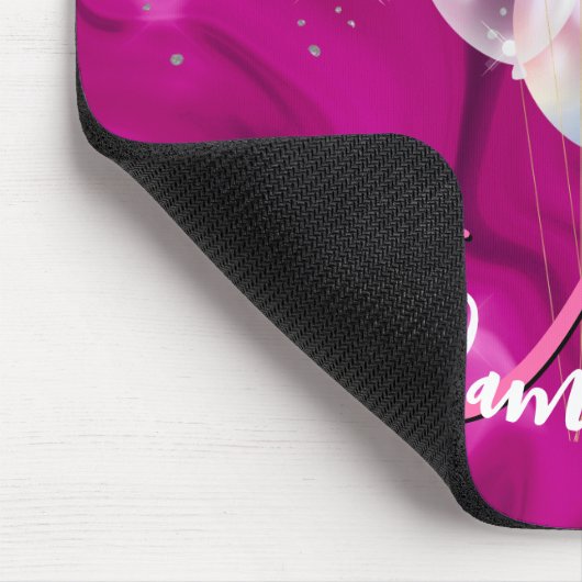 Niedliche Hot-Rosa-Imitate Silberballon Glitzer Mo Mousepad (Ecke)