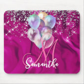 Niedliche Hot-Rosa-Imitate Silberballon Glitzer Mo Mousepad (Vorne)