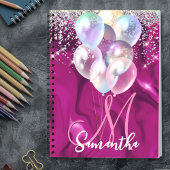 Niedliche Hot-Rosa-Imitate Silberballon Glitzer Mo Notizblock