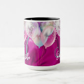 Niedliche Hot-Rosa-Imitate Silberballon Glitzer Mo Tasse (Zentrum)