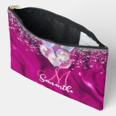 Niedliche Hot-Rosa-Imitate Silberballon Glitzer Mo Zubehörtasche (Offen)