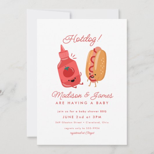 Niedliche Hotdog Picnic Baby GRILLEN Red Baby Dusc Einladung (Vorderseite)