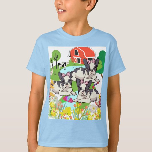 Niedliche Houston Black and White Pitbules Welpen T-Shirt (Vorderseite)