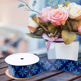 Niedliche Hübsche Blume Navy Blue Daisy Girly Flor Satinband