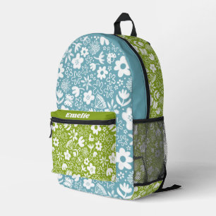 Niedliche hübsche Blume und lebhafte Insektenmädch Bedruckter Rucksack