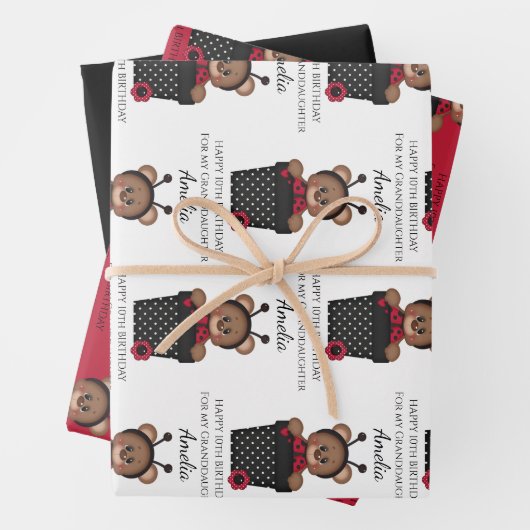 Niedliche Hübsche Enkeltochter Ladybug Kindergebur Geschenkpapier Set (Beispiel)