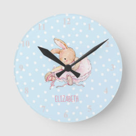 Niedliche Hübsche Girly Ballerina Rabbit Girls Runde Wanduhr