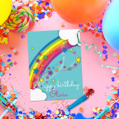 Niedliche Hübsche Girly Rainbow Stars Sky Clouds & Postkarte