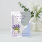 Niedliche Hübsche Lavender Themed Floral Wedding Ankündigungspostkarte (Stehend Vorderseite)