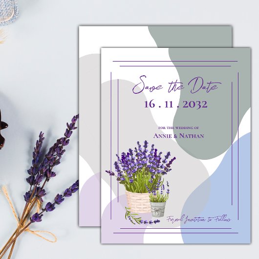 Niedliche Hübsche Lavender Themed Floral Wedding Ankündigungspostkarte