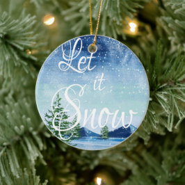 Niedliche Hübsche Let It Snow Snowy Landschaft Wei Keramik Ornament