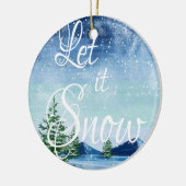 Niedliche Hübsche Let It Snow Snowy Landschaft Wei Keramik Ornament (Links)