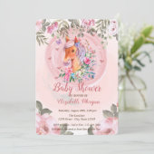 Niedliche Hübsche Pony Floral Baby Dusche Einladung (Stehend Vorderseite)
