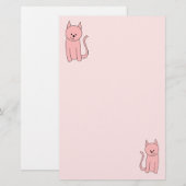 Niedliche Hübsche Rosa Katze Briefpapier (Vorne/Hinten)