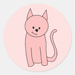 Niedliche hübsche rosa Katze Runder Aufkleber