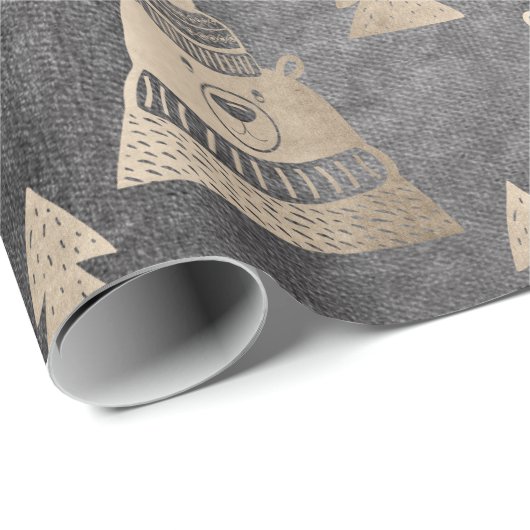 Niedliche hübsche Rose Goldbärenmuster Geschenkpapier (Rolleneckpunkt)