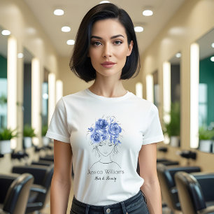 Niedliche hübsche Rose in Aquarellblau T-Shirt