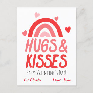 Niedliche Hugs & Kisses Valentine's Day Kinder Kla Feiertagspostkarte