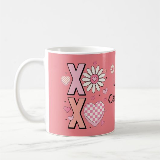 Niedliche Hugs&Kisses XOXO Rosa Liebe am Valentins Kaffeetasse (Links)