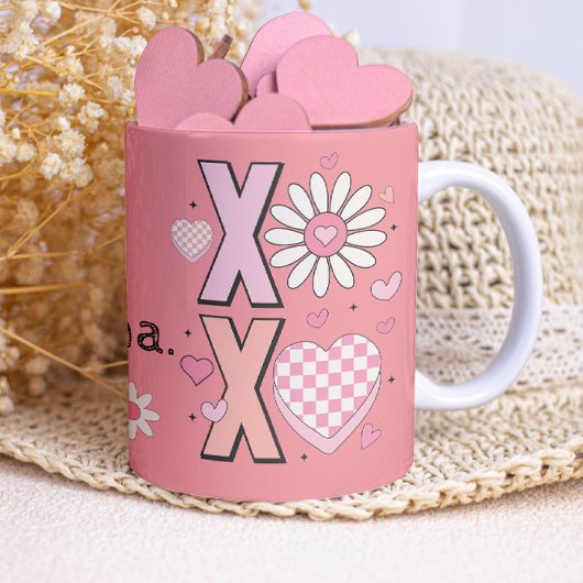 Niedliche Hugs&Kisses XOXO Rosa Liebe am Valentins Kaffeetasse
