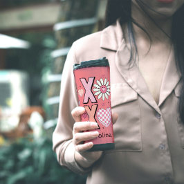 Niedliche Hugs&Kisses XOXO Rosa Liebe am Valentins Thermosbecher