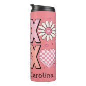 Niedliche Hugs&Kisses XOXO Rosa Liebe am Valentins Thermosbecher (Nach rechts gedreht)